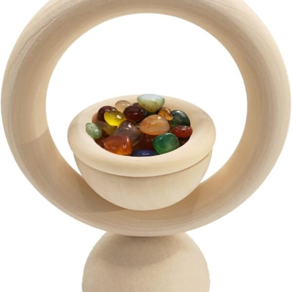 Wooden Essential Oil Diffuser, Large Wooden Ring Vertical therapy Essential Oil Diffuser, Wood Fireless therapy Diffuser with Expanding Stone for Home, Offices, Cars, Yoga Rooms