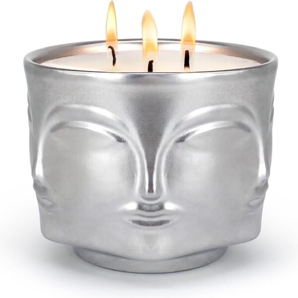 Strong  Black Berry 3 Wick Silver Large Candle, 20oz, Ceramic, Outdoor Scented Candles, 100% Soy, for Home Scented, Yoga, Meditation, Patio, Table Decor, Beautiful Candle Jars