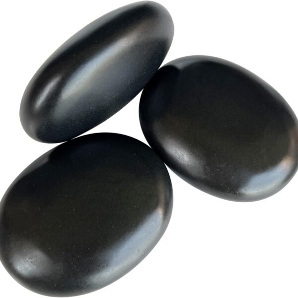 Hot Stone Massage, 3 Piece Set Large Oval Hot Stone 3.58x2.78x1.19 inches, Basalt Home spa, Relaxation, Massage Treatment (3PCS)