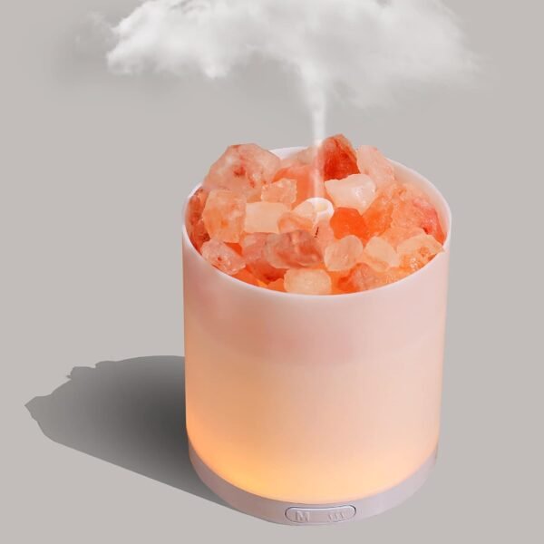 2-in-1  Salt Lamp & Ultrasonic Essential Oil Diffuser, Salt Lamp Diffuser,Humidification,therapy,USB Interface,7 Color Lights& Waterless Auto-Off.…