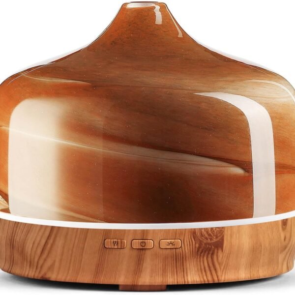 500ml Glass Essential Oil Diffuser Aromatherapy Ultrasonic Cool Mist Humidifier 15-21 Running Hours Waterless Auto-Off Air Diffusers for Sleeping,Yoga,Office Working,Spa and Rest (Desert)