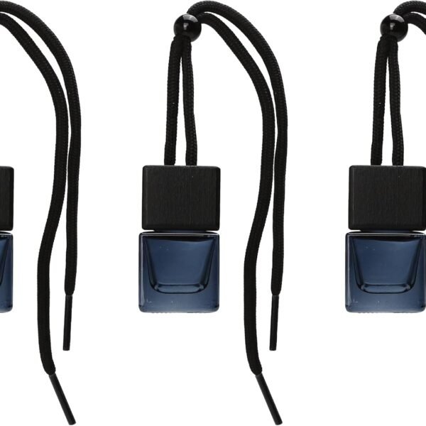 3pcs Hanging Car Air Freshener - Empty Black Diffuser Bottles for Essential Oils, Glass Perfume, Aromatherapy Ornament Cube for Auto, Home, Office Decoration, Pendant